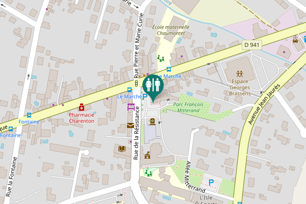 Map showing location of Place François Mitterrand Toilet