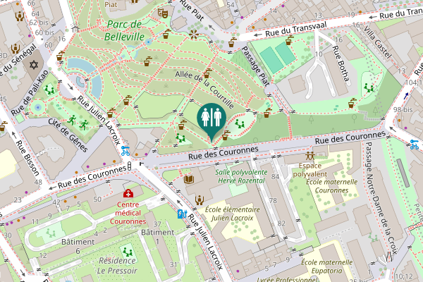 Map showing location of Rue des Couronnes 66 Toilet