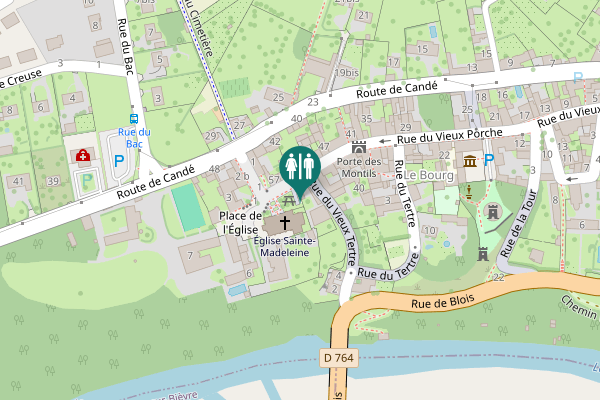Map showing location of Les Montils Toilet