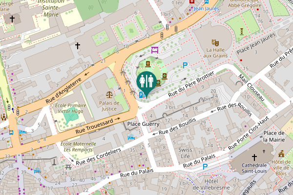 Map showing location of Place de la République Toilet