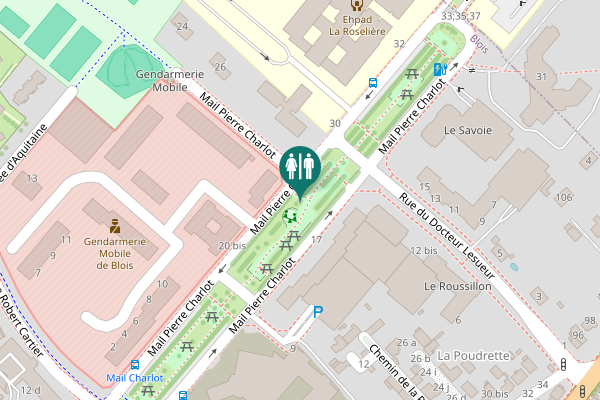 Map showing location of Mail Pierre Charlot 22 Toilet