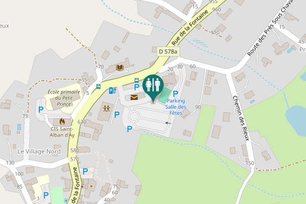 Map showing location of Place de la Poste Toilet