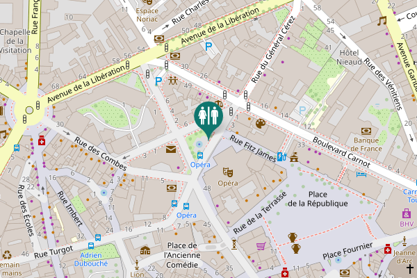 Map showing location of Place Stalingrad Toilet