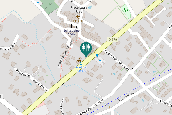 Map showing location of Route de Ruoms Toilet