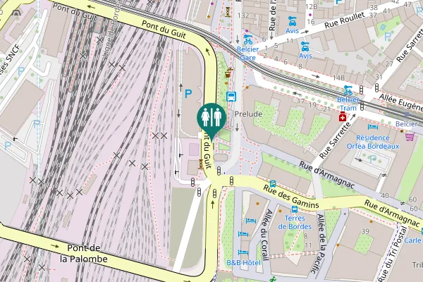 Map showing location of Bordeaux Toilet