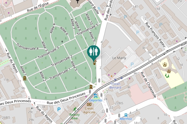 Map showing location of Rue des Jardins 1 Toilet