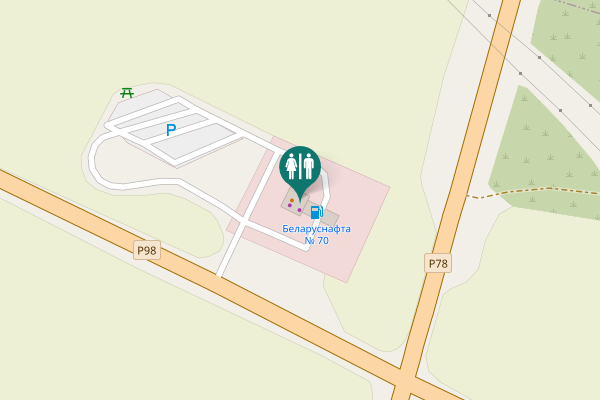 Map showing location of Р98 1 Toilet