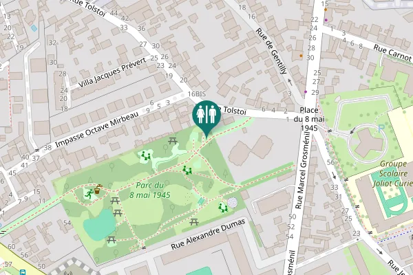Map showing location of Rue Tolstoï 11 Toilet