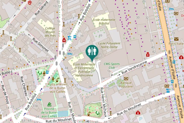 Map showing location of Accès Parking Italie 2 Toilet
