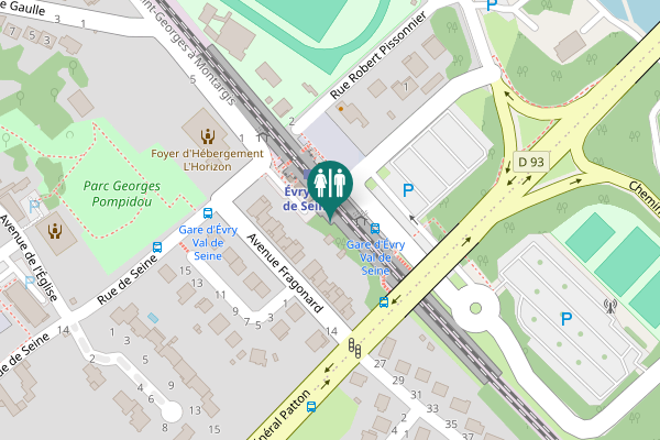 Map showing location of Évry Toilet