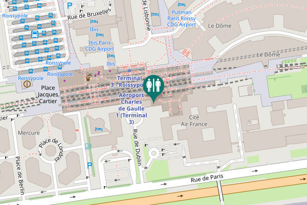 Map showing location of Place de Dublin Toilet