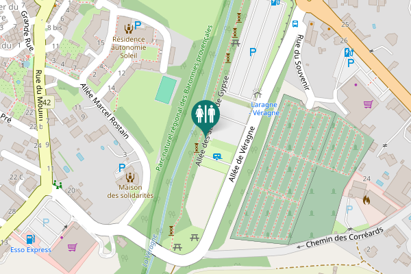 Map showing location of Allée des Statues de Gypse Toilet