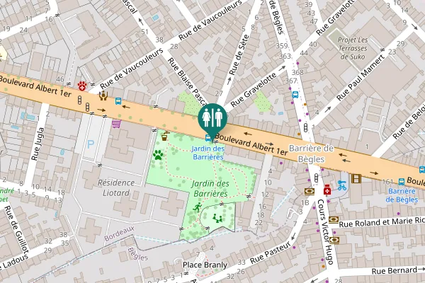 Map showing location of Boulevard Albert 1er Toilet