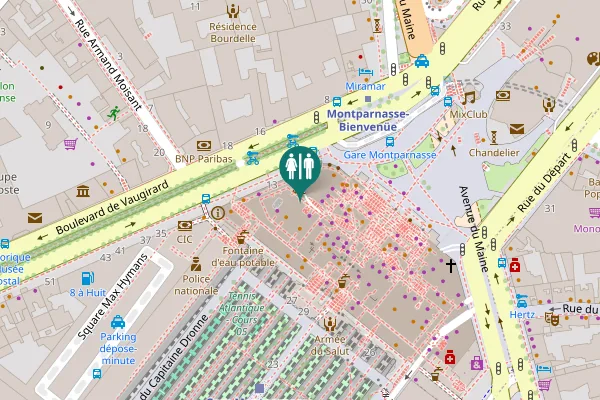 Map showing location of Boulevard de Vaugirard 9 Toilet