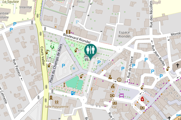 Map showing location of Boulevard du Champ de Mars Toilet