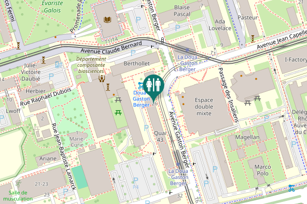 Map showing location of Avenue Gaston Berger 26 Toilet