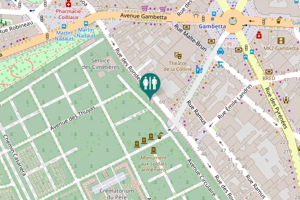 Map showing location of Rue des Rondeaux 62 bis Toilet