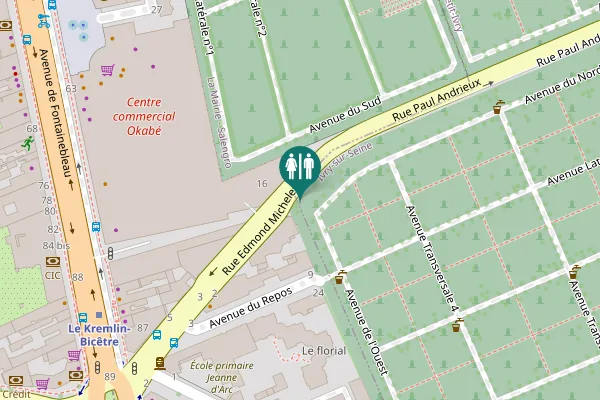 Map showing location of Rue Edmond Michelet 8 Toilet