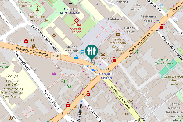 Map showing location of Parvis Corentin Celton Toilet