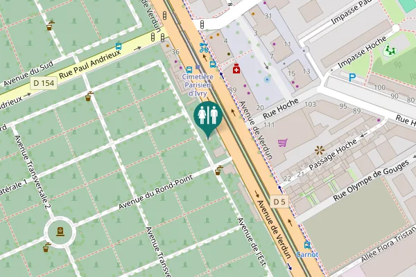 Map showing location of Avenue de l'Est Toilet