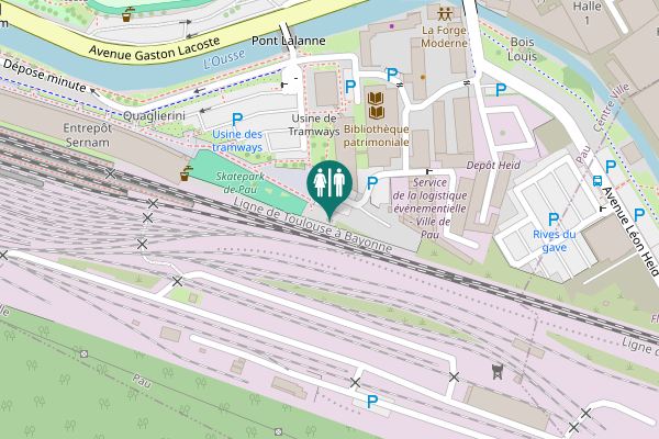 Map showing location of Nouveau Pont Lalanne Toilet