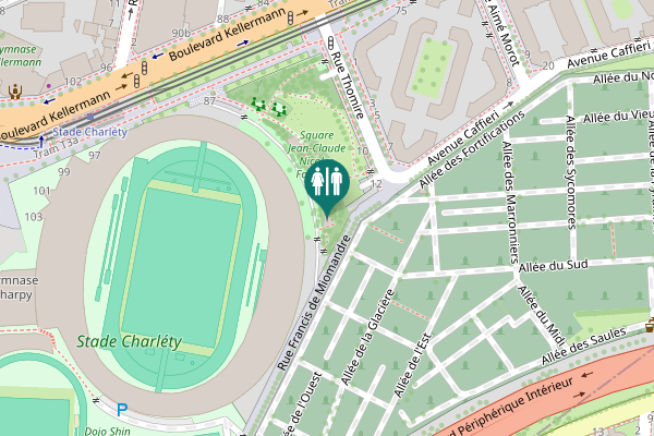 Map showing location of Rue Francis de Miomandre Toilet