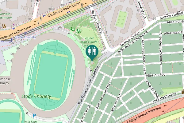 Map showing location of Rue Francis de Miomandre Toilet