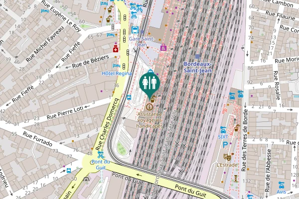 Map showing location of Bordeaux Toilet