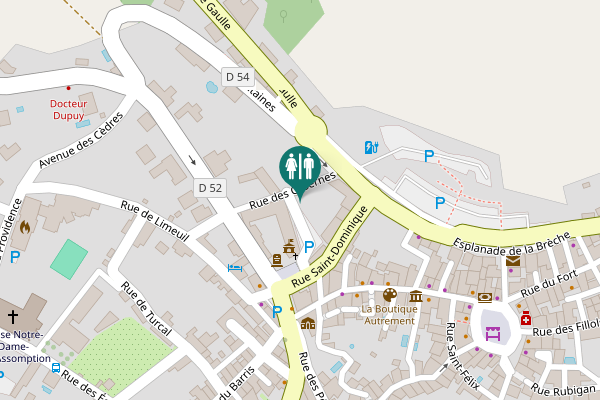 Map showing location of Place de la Liberté Toilet