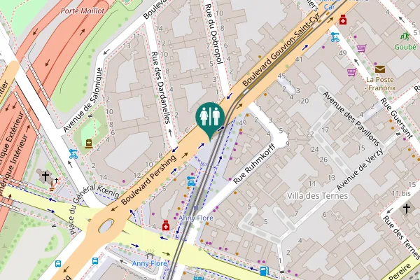 Map showing location of Boulevard Gouvion-Saint-Cyr Toilet