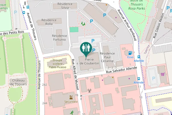 Map showing location of Rue Alfred de Musset 4 Toilet