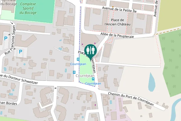 Map showing location of Place de Courrejean Toilet