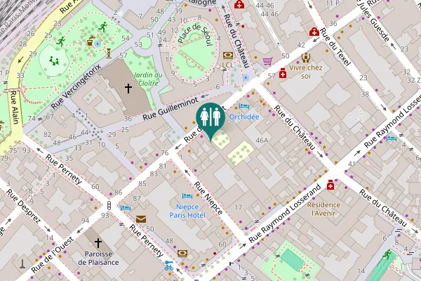 Map showing location of Rue de l'Ouest 73 Toilet