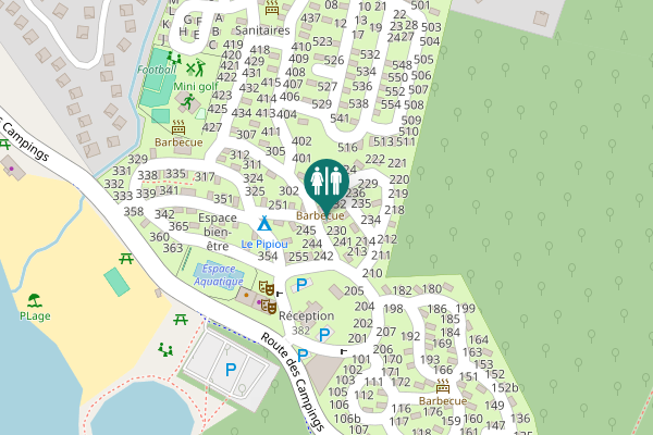 Map showing location of Sanitaires