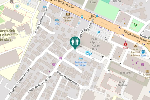 Map showing location of Rruga Ali Riza Kolonja Toilet