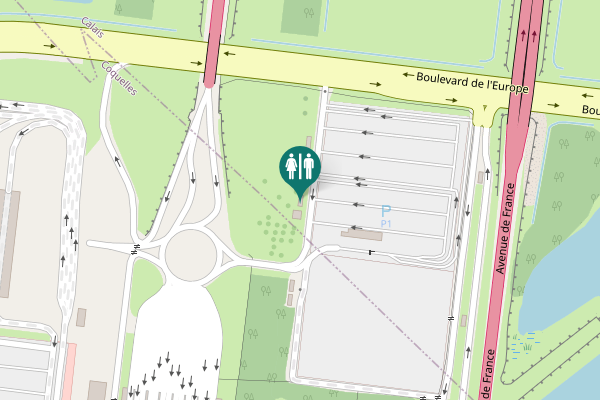 Map showing location of Boulevard de l'Europe Toilet