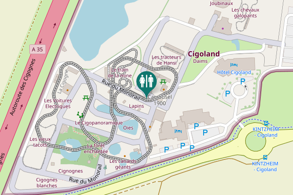 Map showing location of Kintzheim Toilet