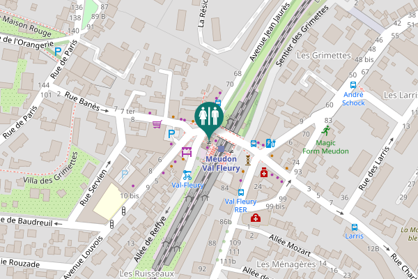 Map showing location of Place Jean Jaurès Toilet