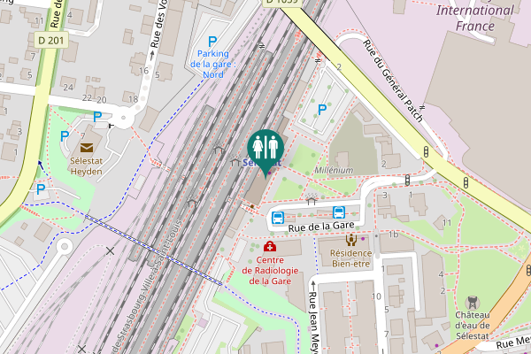 Map showing location of Rue de la Gare 4A Toilet