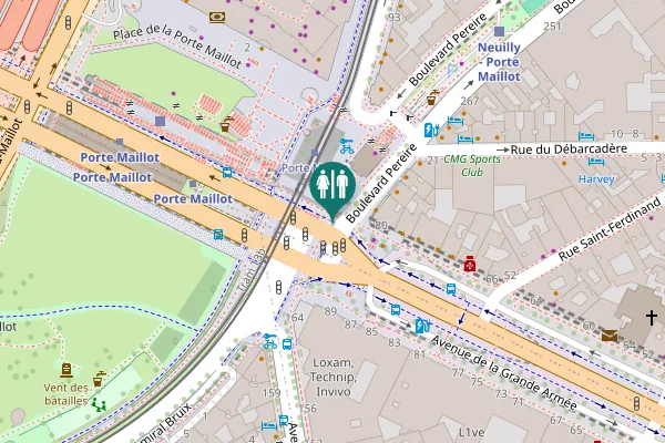 Map showing location of Place de la Porte Maillot Toilet