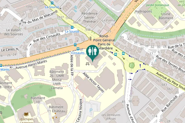 Map showing location of Allée Roger Lacombe Toilet