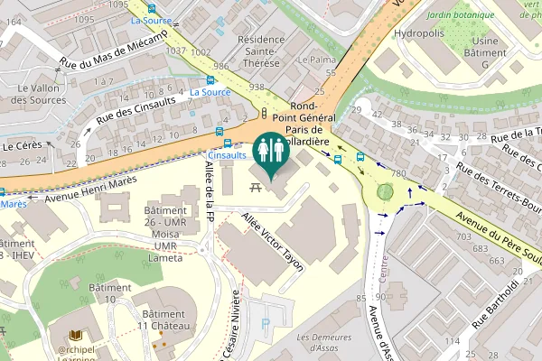 Map showing location of Allée Roger Lacombe Toilet