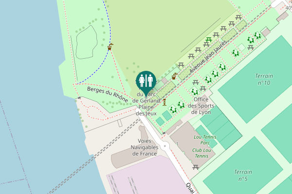 Map showing location of Sanitaire Public du Parc de Gerland Plaine des Jeux