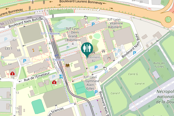 Map showing location of Boulevard Niels Bohr Toilet