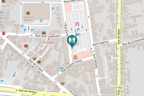 Map showing location of Rue Émile Zola Toilet