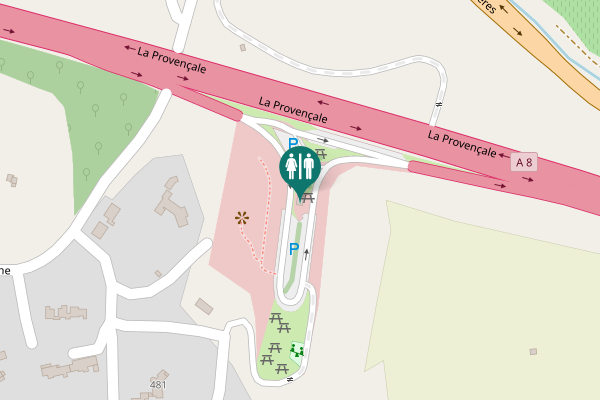 Map showing location of La Provençale Toilet