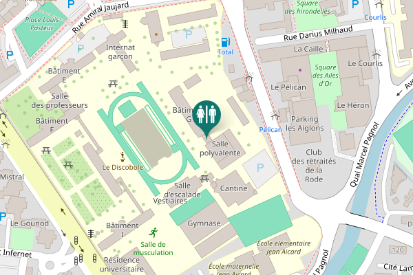 Map showing location of Avenue Édouard Le Bellegou Toilet