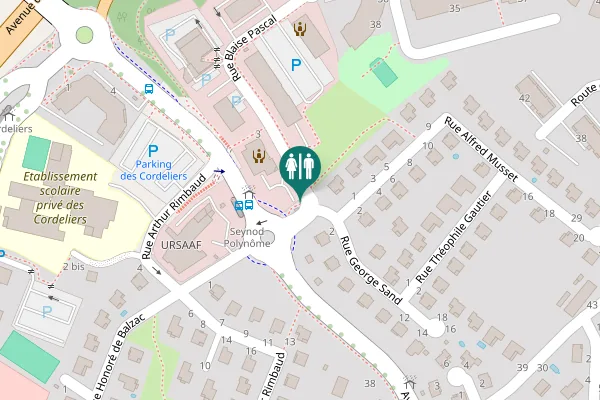 Map showing location of Rue Blaise Pascal Toilet