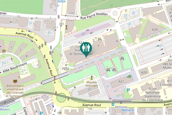 Map showing location of Talence Toilet