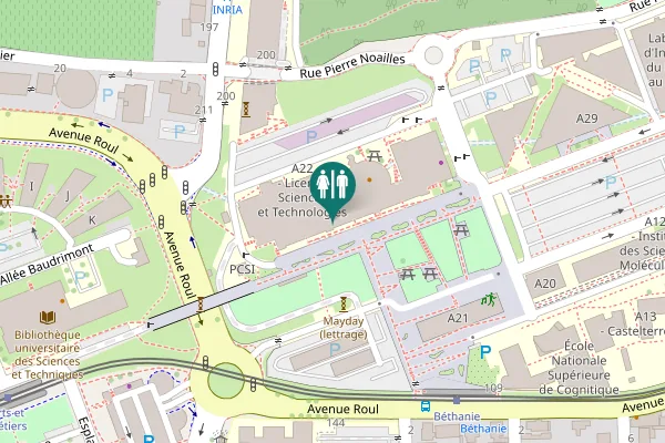 Map showing location of Talence Toilet
